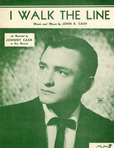 Sheet music for one of Cash's first big hits, "I Walk the Line."