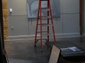 The Johnny Cash exhibit setup, with red ladder
