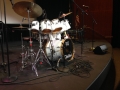 A drum set on stage