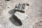 Chunks of stone with rock drill marks at CCC Quarry.