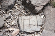 Chunks of stone with rock drill marks at CCC Quarry.