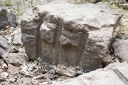 Chunks of stone with rock drill marks at CCC Quarry.
