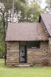 Entrance to restroom at CCC Pavilion.