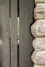 Stone and wood detail on CCC Pavilion.