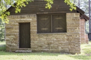 Door and wooden shutters on CCC Pavillion.