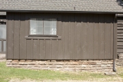 Rough sawn boards covering cabin.