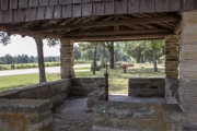 Water pump in pavilion at Big Flat City Park.