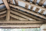 Rafters of pavilion at Big Flat City Park.