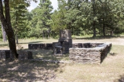 Outdoor stove and rock enclosure at Big Flat City Park.