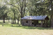 Stone pavilion at Big Flat City Park.
