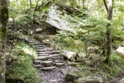 View of the CCC stonework on the Devil’s Den Trail