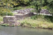 A view of the original vehicular bridge across Lee Creek from the Devil’s Den Trail