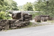 Juxtaposition of the original and present vehicular bridges across Lee Creek