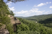 View of a second overlook, the Boston Mountains, and Lee Creek from the Yellow Rock Trail Overlook