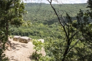 The second overlook with stone slab seats on the Yellow Rock Trail