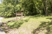 The trailhead for the CCC Interpretive Trail that guides visitors through the remnants of part of the CCC camp (Mess Hall, Kitchen, Latrines/Showers, Barracks)