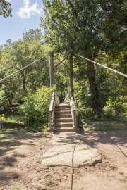 The reconstructed foot-bridge across Lee Creek, the CCC built original bridge had been washed away in a flood