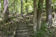 A staircase from the Mess Hall to the CCC Cabins