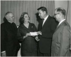 Jeannette presenting $10,000 to Neuropsychiatric Research Division of North Little Rock Veterans Administration Hospital