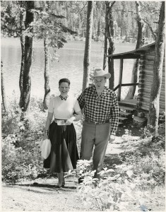 Winthrop and Jeannette on honeymoon, J-Y Ranch, Jackson Hole, Wyoming, 1956