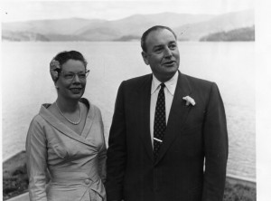 Winthrop and Jeannette outside wedding portrait, 1956