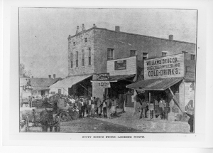 Scott Bond's Store Looking North, black and white