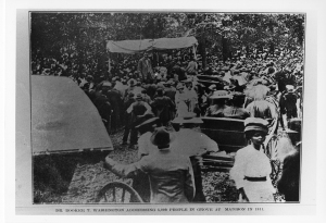 Dr. Booker T. Washinton Addresses 5000 people in Madison, Arkansas, black and white