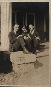 A photograph of Charles, Nell, and Thomas Tarleton, University of Arkansas at Fayetteville, undated.