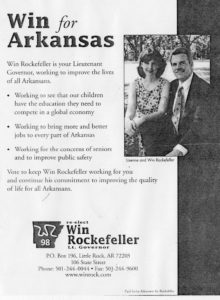 Winthrop Paul Rockefeller and Lisenne Rockefeller campaigning for the 1998 lieutenant gubernatorial office, 1998 October