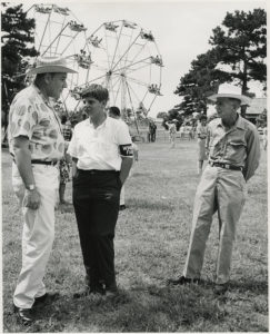 Winthrop Rockefeller and Winthrop Paul Rockefeller at the Tenth Anniversary Celebration of Winrock Farms, 1963 August