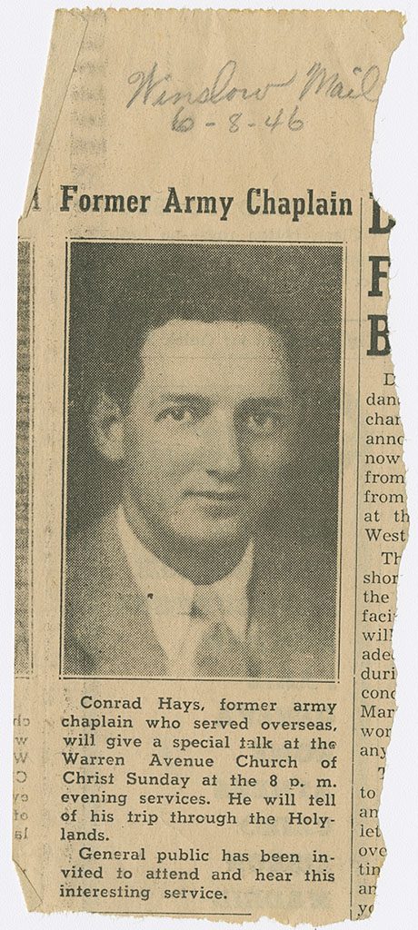 Announcement of talk by Hays from the Winslow Mail