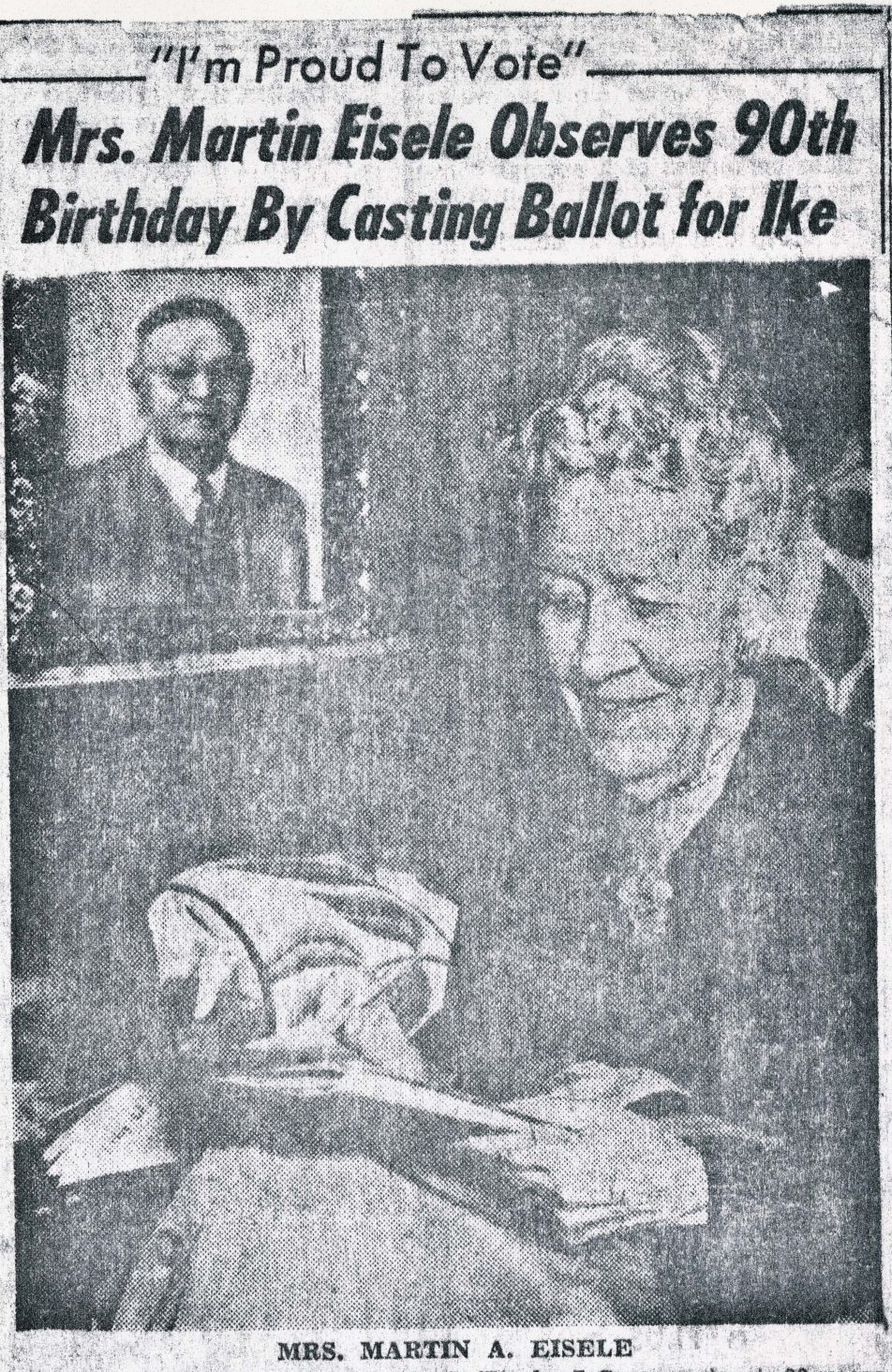 News article about Mrs. Martin Eisele