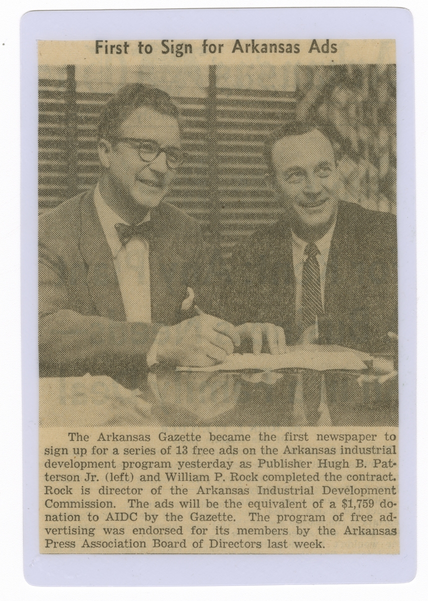 A newspaper clipping showing Hugh B. Patterson and William P. Rock, undated A newspaper clipping showing Hugh B. Patterson and William P. Rock, undated