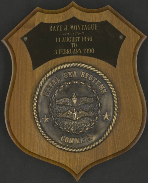 Naval Sea Systems Command services recognition plague to Montague, 1990