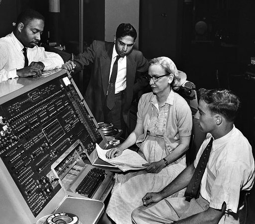 US Navy Real Admiral Grace Hopper at the UNIVAC keyboard, June 1957 