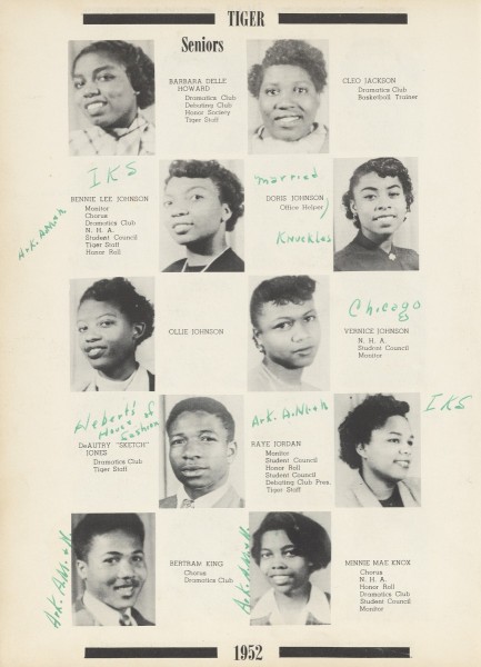 Page from Raye Montague's Merrill High senior yearbook, 1952