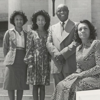 Dr. Townsend, his wife Billye, and two of their daughters, ca. 1977