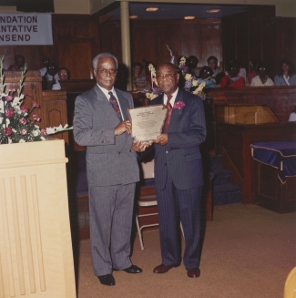 Ceremony at Mt. Zion Baptist Church honoring Dr. Townsend for twenty years of service, August 1993