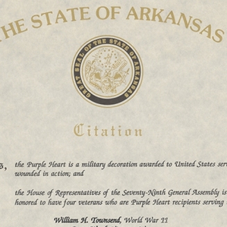 Citation honoring Veterans of World War II Purple Heart recipients at the capitol, April 1993