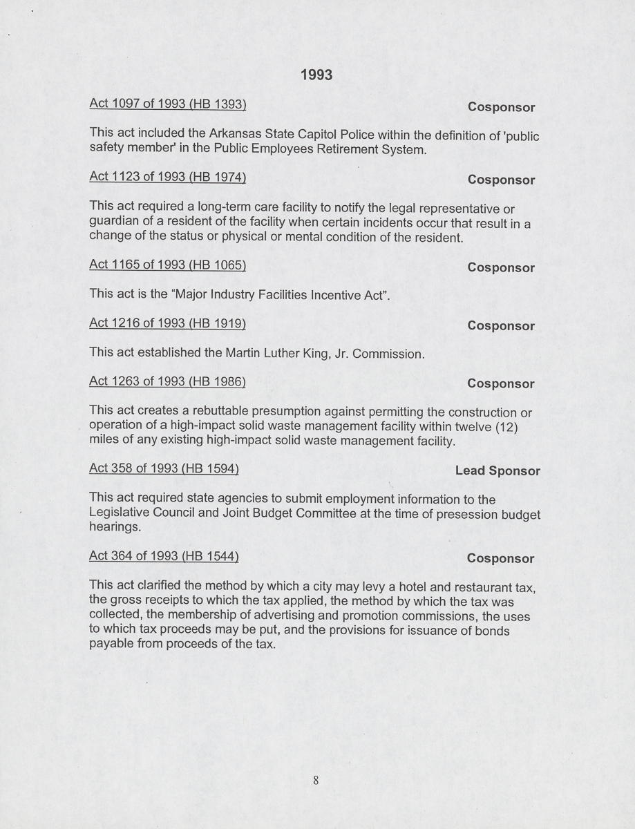 Laws of the State of Arkansas sponsored by state Representative William H. Townsend, page 8