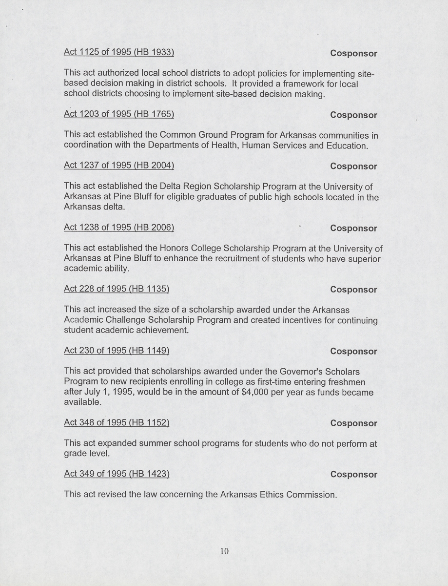 Laws of the State of Arkansas sponsored by state Representative William H. Townsend, page 10 Laws of the State of Arkansas sponsored by state Representative William H. Townsend, page 10