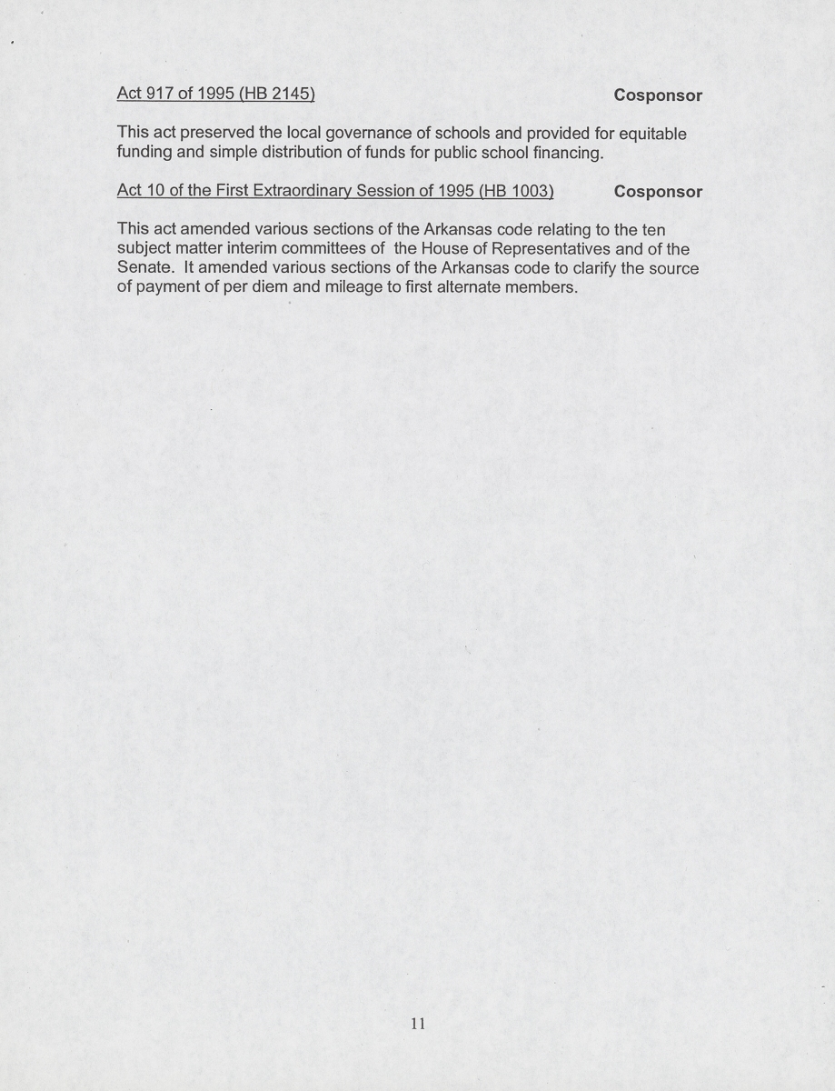 Laws of the State of Arkansas sponsored by state Representative William H. Townsend, page 11 Laws of the State of Arkansas sponsored by state Representative William H. Townsend, page 11