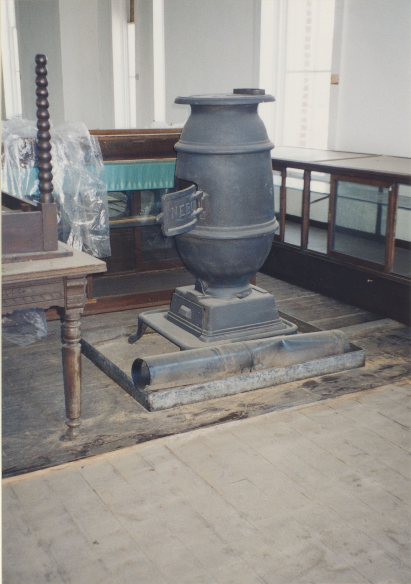 Boiler in the courtroom of the Jacksonport Courthouse, March 1998 Boiler in the courtroom of the Jacksonport Courthouse, March 1998