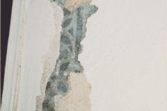 Damaged plaster revealing hidden stenciling underneath,  July 2004