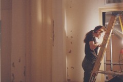 A Studio Werk artist researching  and collecting paint samples, July 2004