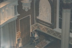 A Studio Werk artist stenciling the border running under the stations of the cross, October 2007