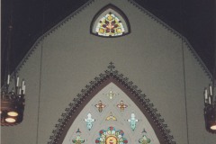 Stenciled walls and pointed arches of the transept, ca. October 2007-November 2009