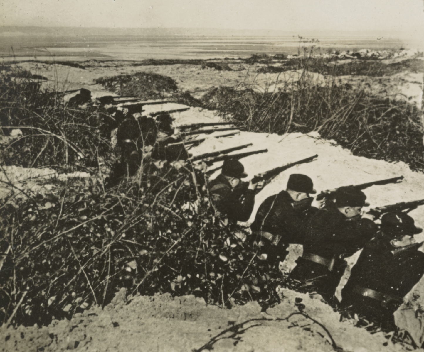 Trenches of the Allies among the dunes and brambles on the coast of Flanders, ca.1914-1918