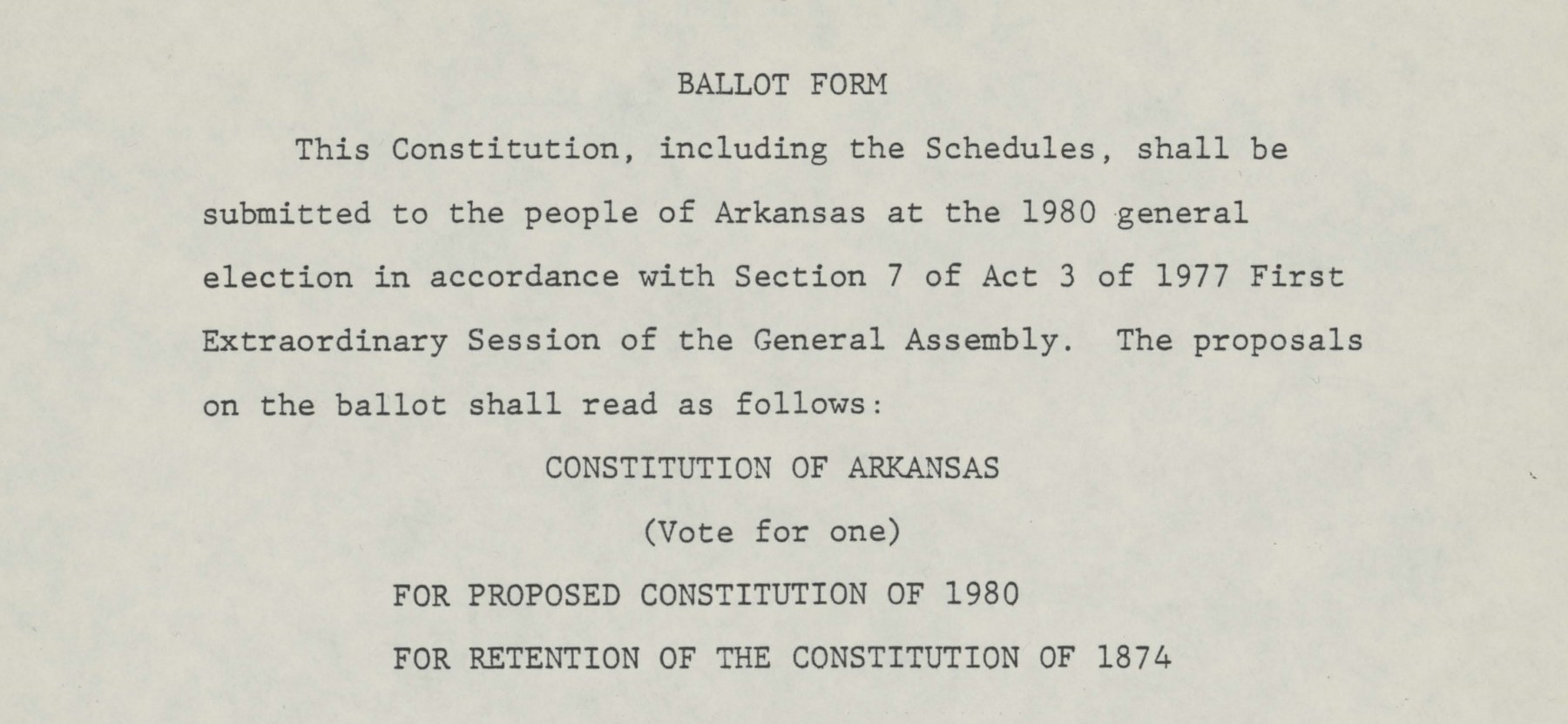 Ballot Form for the Proposed Constitution of 1980