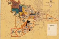 This map notes the boundaries of multiple incentive schools, dated 1987. Courtesy of Butler Center for Arkansas Studies.